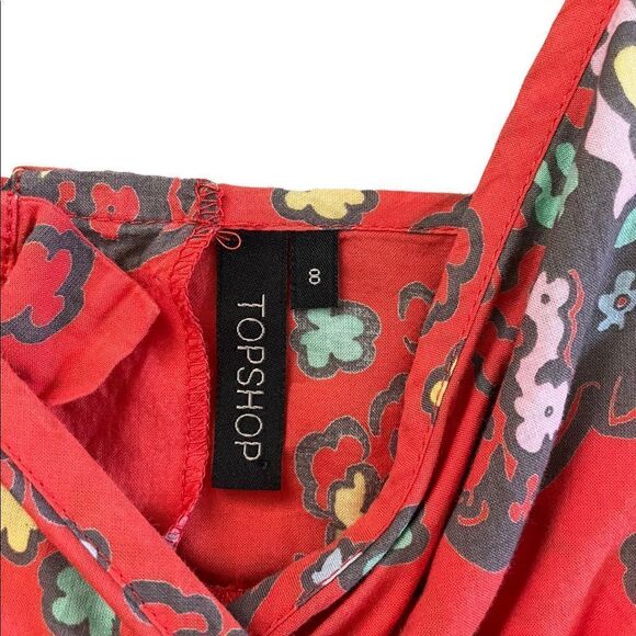 TOPSHOP Flowy Floral Tank Top Orange / Red Size 8 - Picture 5 of 10